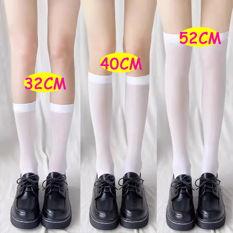 Solid Color Black White Long Socks Stockings JK Japan Style School Girls Thigh High Stockings Lolita Kawaii Cute Knee High Socks