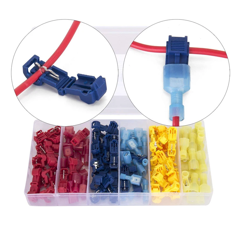 120/240PCS T-Tap Connector Quick Electrical Cable Connector Snap Splice Lock Wire Terminal Crimp Wire Terminal