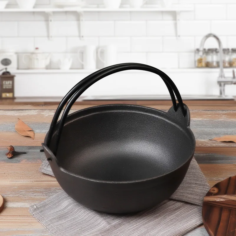 Cast Iron Stew Pot for Household Use, Uncoated and Non Stick Pot, Thickened Japanese Style Longevity Pot