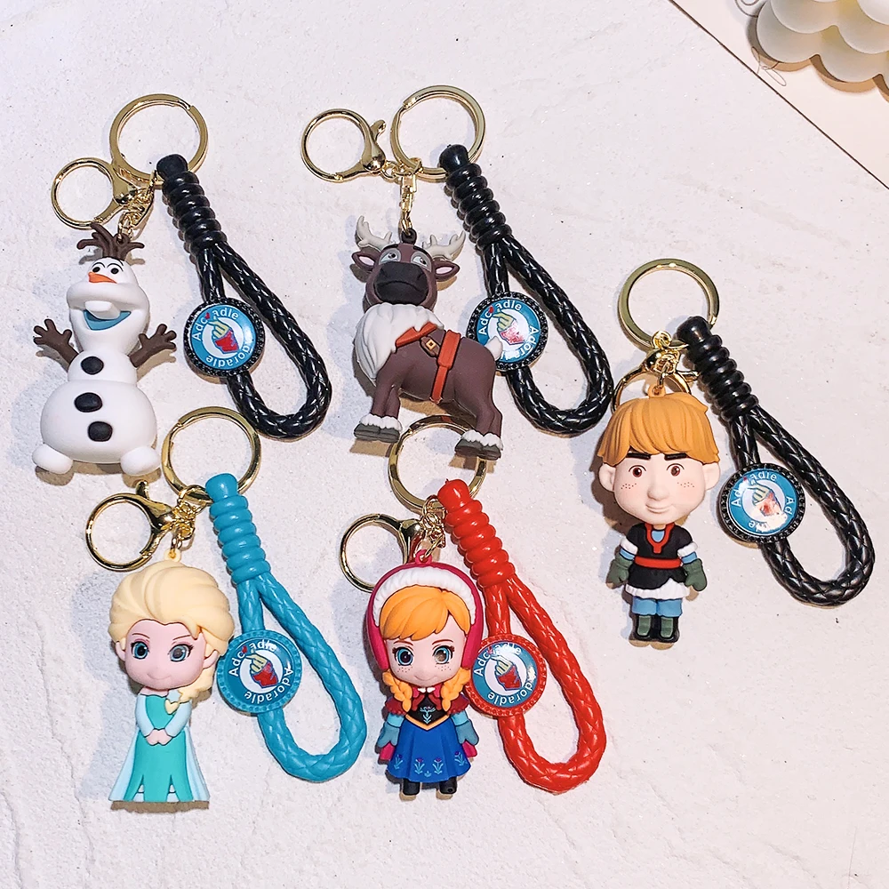 Disney Frozen Keychains Elsa Anna Anime Kristoff Olaf Key Ring Collection Doll Bag Car Keychain Christmas Birthday Gifts