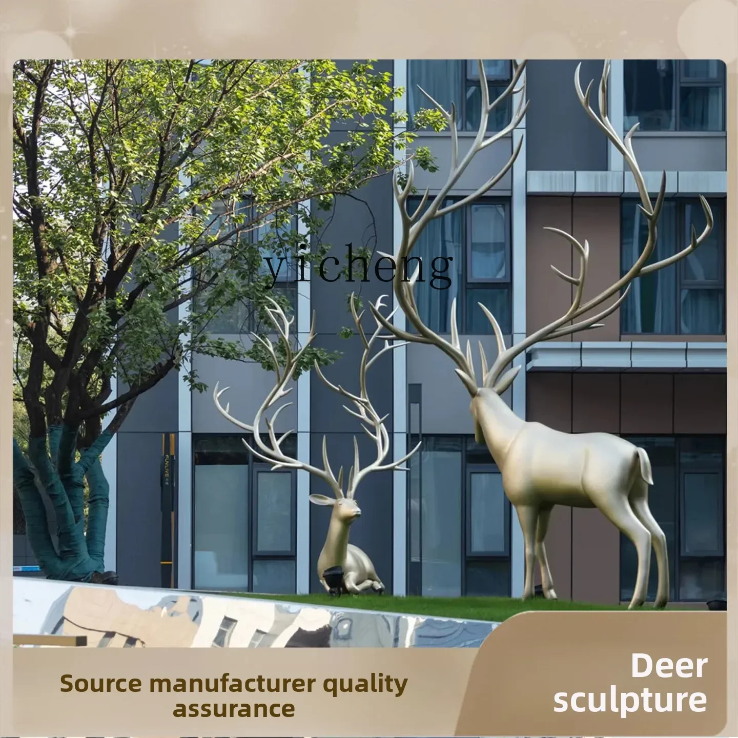 

J3 stainless steel sculpture deer mirror animal shape decoration outdoor urban garden