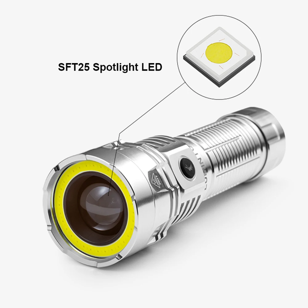 EDC Outdoor Flashlight LED Camping Lantern Magnetic Tail TOOL Light USB C Rechargeable Lamp Powerful 26800 Li-ion Torch  W2