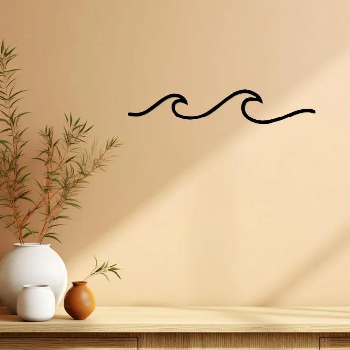 

Metal Wave Art Sign Wall Decor Ocean Wave Wall Hanging Minimalist Lines Iron Crafts metal wall hanging for Bedroom Office Gift