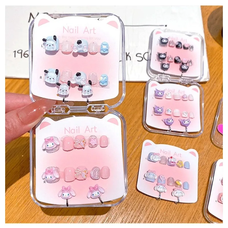 Sanrio детский набор серег с нашивками для ногтей Kawaii Hello Kitty My Melody Kuromi Cinnamoroll аниме фигурка наклейки для ногтей подарки для девочки
