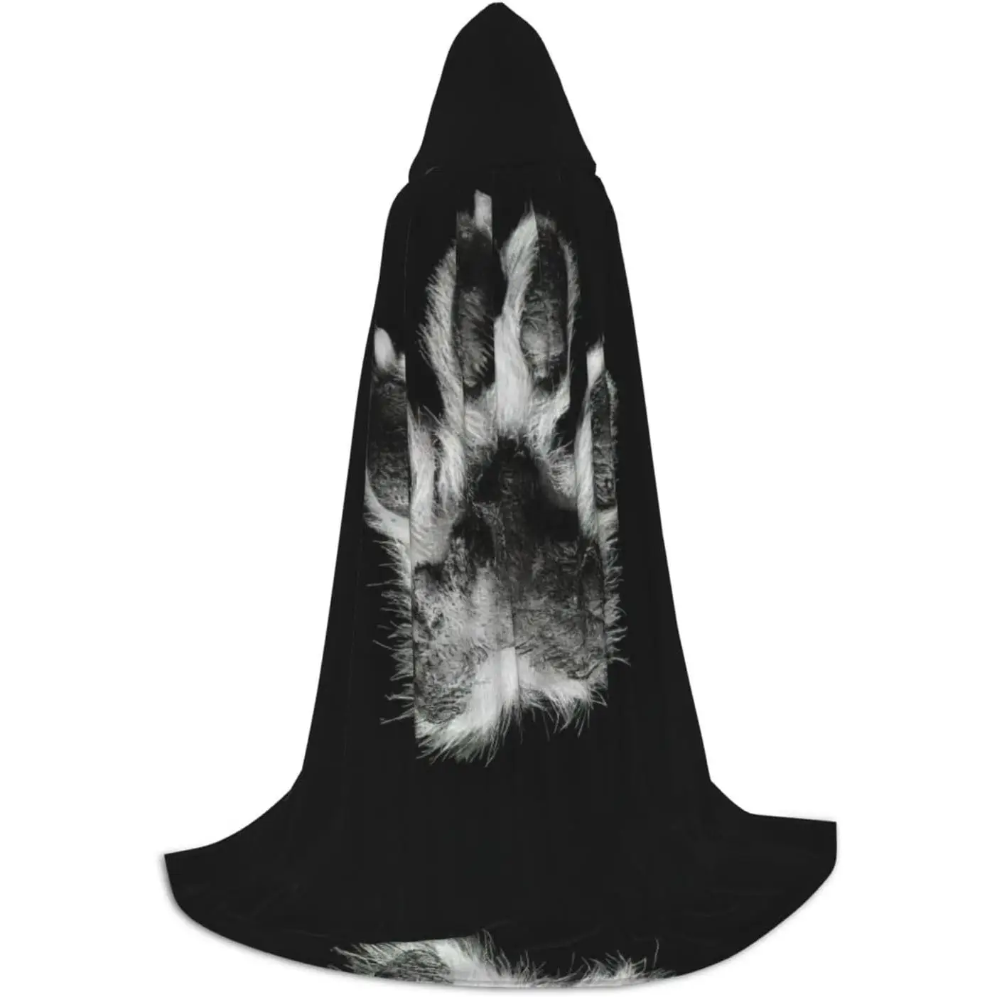 

Pawprint Print Hooded Cloak For Halloween Wizard Vampire And Grim Reaper Costume Adult Men Women Christmas Cosplay