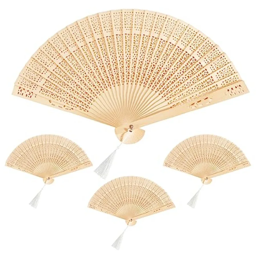 Éventails à main pliables en bambou, 4 pièces, éventails pliants en tissu chinois, éventails de mariage pliables
