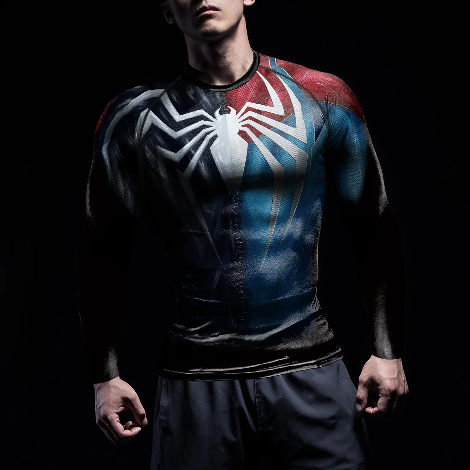 

[You're My Secret] Компрессионная рубашка супергероя для косплея с коротким рукавом, аниме, костюм с принтом паука, спортивная одежда для фитнеса, топ Rashgard