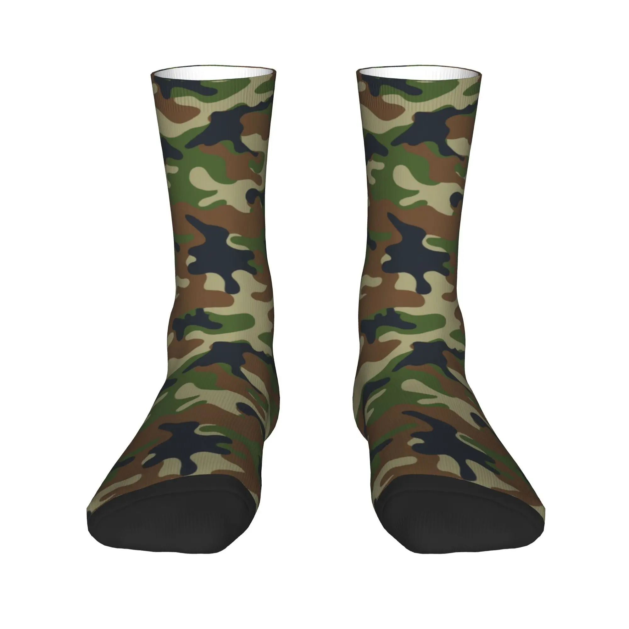 

Cool Mens Woodland Camouflage Dress Socks Unisex Warm Breathbale 3D Printing Camo Crew Socks