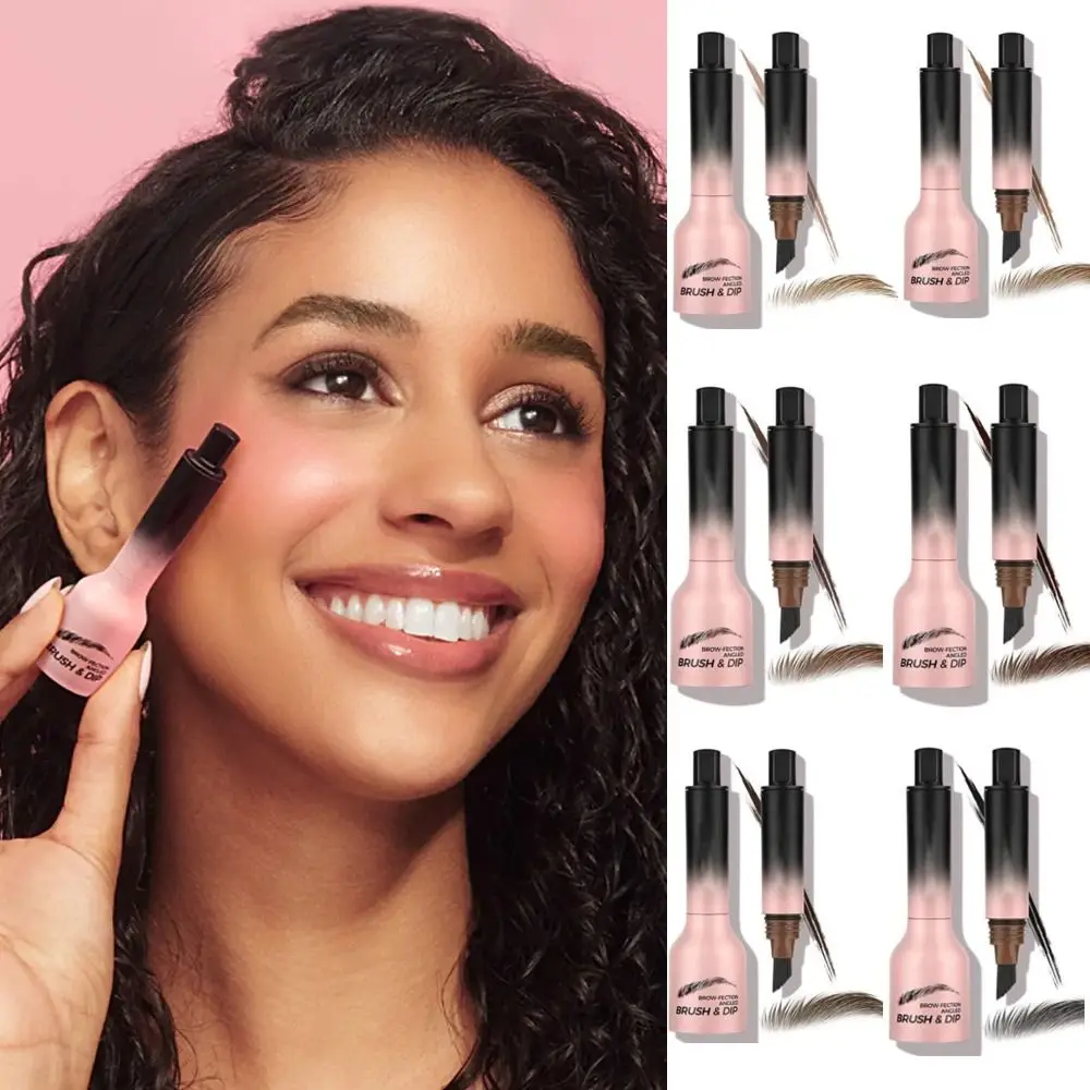 Lápis de sobrancelha à prova d'água, traços tipo cabelo, secagem rápida, pincel angular, caneta de contorno de sobrancelha de longa duração