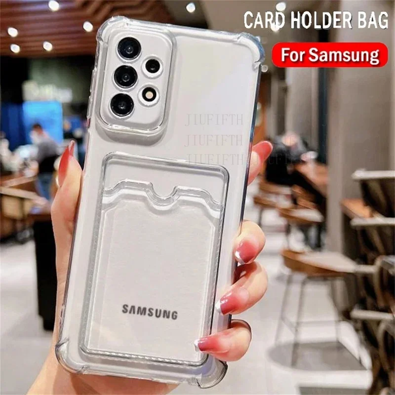 Card Bag Wallet Case For Samsung Galaxy Note 10 Plus N971 N 976 981 986 20 A53 A52 A33 A32 Lite E A 22 13 12 Ultra Clear Cover