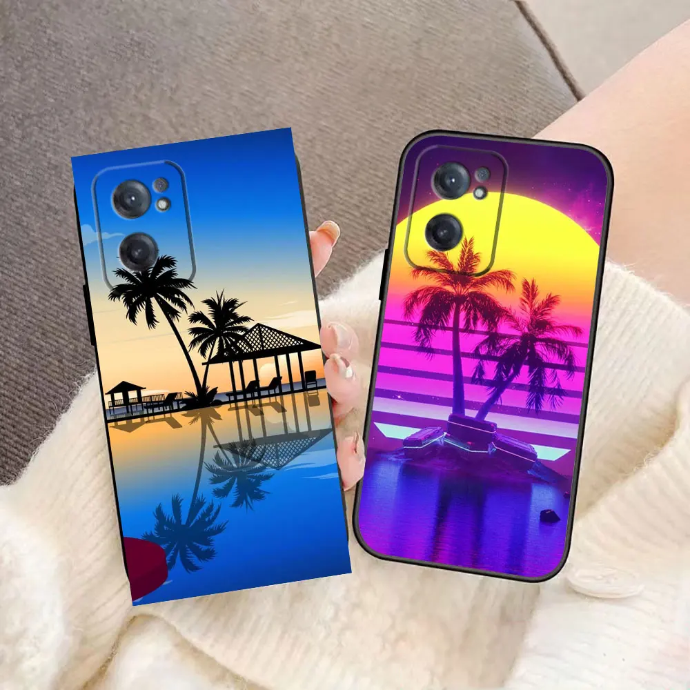 Summer Beach Coconut Tree Phone Case For Oneplus 11 10 9 8 8T 7 7T 6 6T ACE 2V NORD CE 2 3 Pro Case Funda Coque Shell Capa Cover