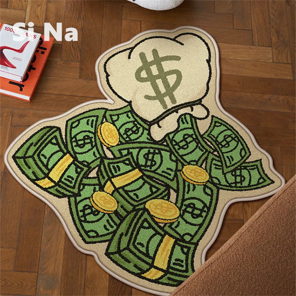 Cute Money Bag Dollors Shape Carpet Rug Doormat Floor Mat Anti Slip Bedroom Living Room