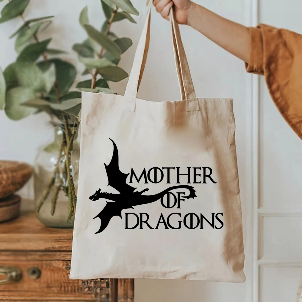 Sacs fourre-tout en toile de grande capacité pour dames, sacs à main de shopping, imprimé de lettres, mère du programme d'études, or, famille de dragon, Merch, sac initié élégant