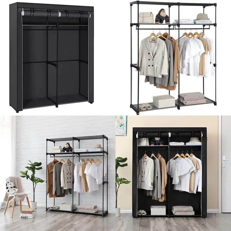 Foldable Metal Double Layer Wardrobe Simple Design Easy to Assemble Custom Closet Free Shipping