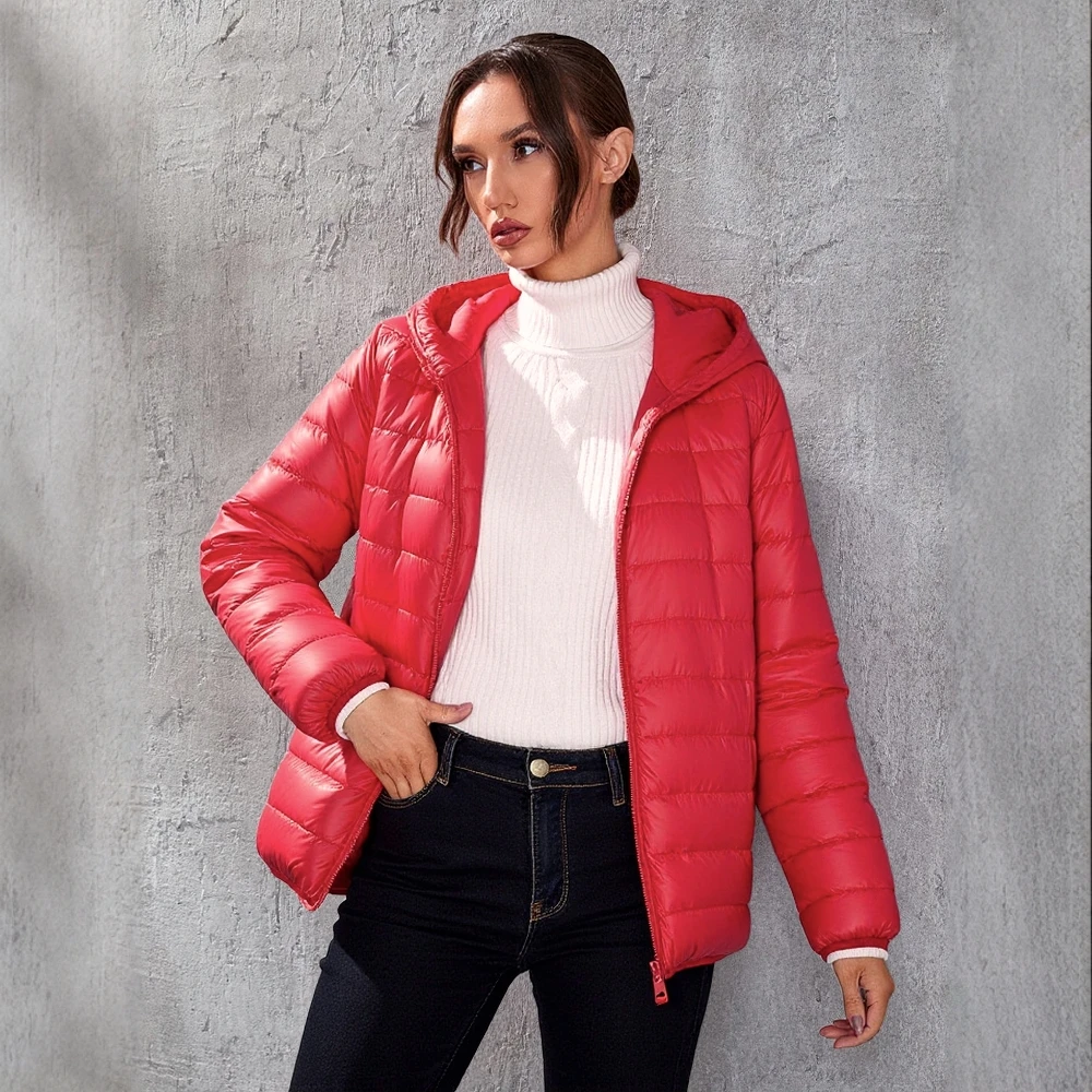 

2025 женская зимняя куртка, модные короткие ультралегкие компактные пуховые пальто, теплые корейские облегающие парки, пуховые пальто