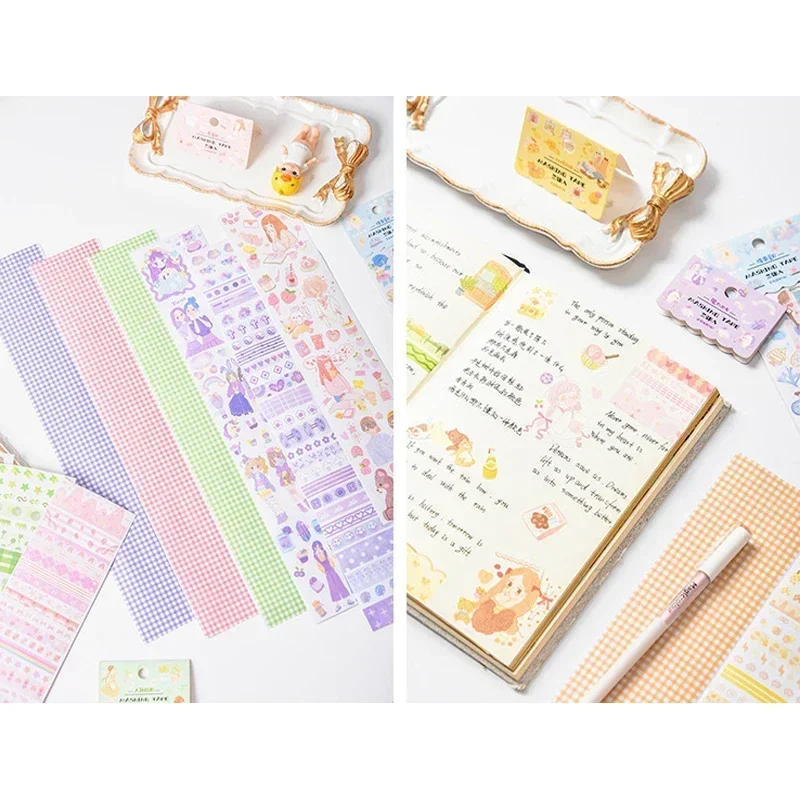1pack Long Strips Stickers Label Stationery Decor Hand Account Adhensive Stickers Album Diary Stick