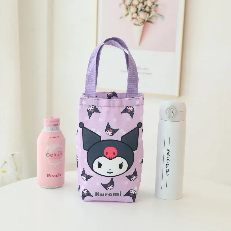 

Cartoon Sanrioed Canvas Water Bottle Set Hello Kitty Kuromi My Melody Messenger Portable Shoulder Bag Double Water Bottle Bag