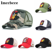Anime Cartoon Baseball Caps For Women Men's Mesh Hats Duck Embroidered Hip Hop Snapback Hat Male Female Outdoor Trucker Sun Hat