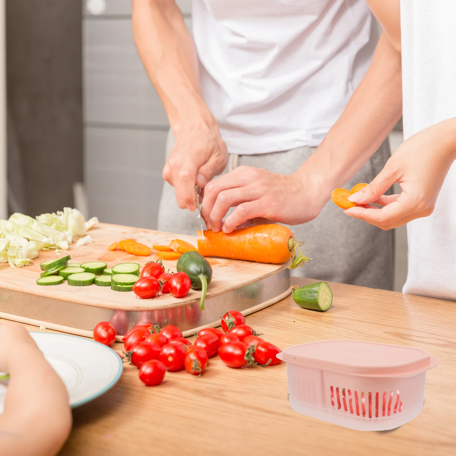 

Fruit Vegetable Storage Kitchen Fresh Keeping Drain Container Multifunctional Washing Drainer Home Kitchen Gadgets Oblong Food
