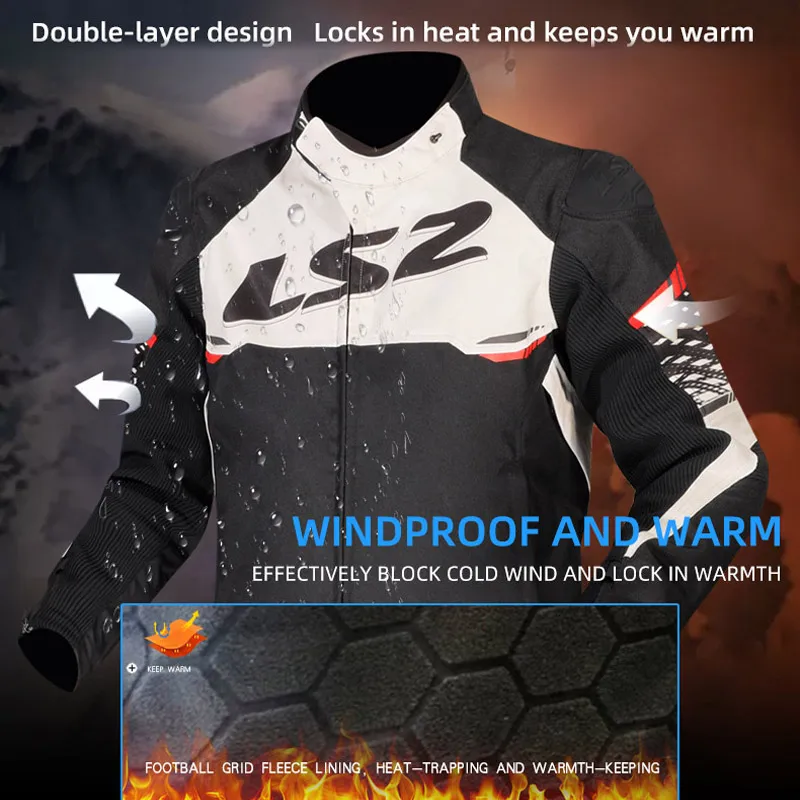 LS2 APEX Motorcycle Jacket Pants Suit Anti-fall Warm Waterproof Windproof Motorbike Jacket Men Women Motocross Cycling Jacket