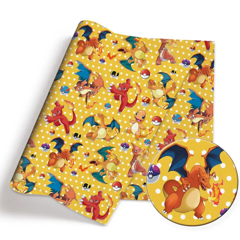 Pokemon Cartoon Fabric140*50cm Handmade Sewing Patchwork Quilting Baby Dress Home Sheet Printed Fabric Fabric Sewing Kids