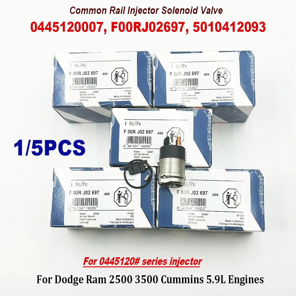 

NEW 1/5PCS F00RJ02697 5010412093 0445120007 0445120003 Fuel Injector Solenoid 0445120094 0445120 for D-odge 2500 3500 Cumminss