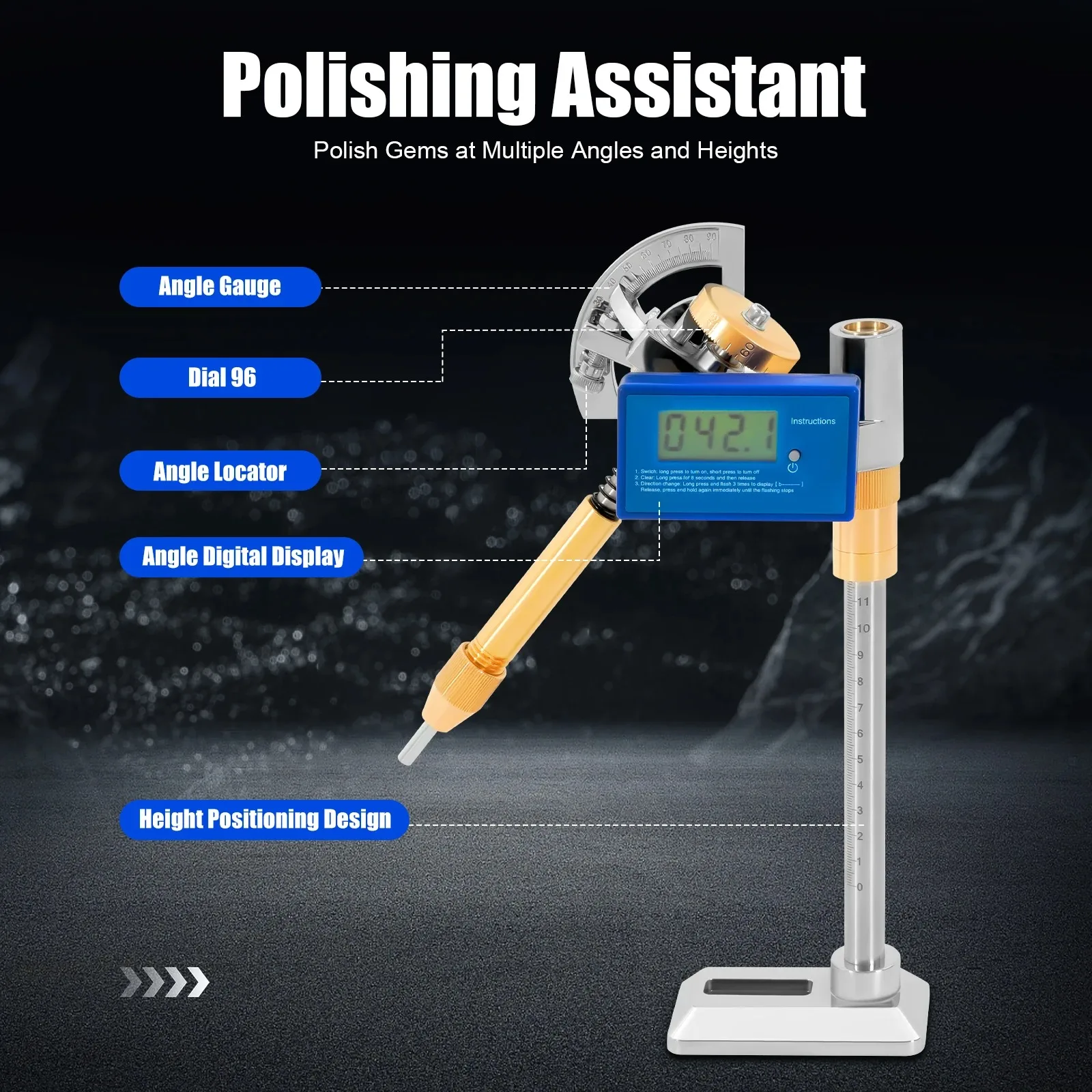 

NEW 110-240V Gem Grinding Faceted Manipulator Tool, Digital Display Angle Manipulator, Jade Grinding Faceted Manipulator