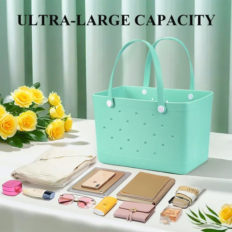 

Storage Bag Multi-functional Environmental Protection Outdoor Waterproof Large Capacity Hole Bag EVA Mint Green Can Be DIY Badge