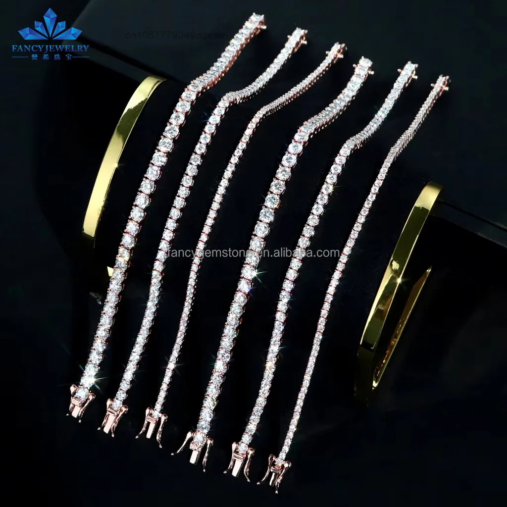 

S925 necklace Moissanite Wholesale D Color VVS Diamond Moissanite Tennis Necklace 3mm 4mm 5mm Chains 925 Sterling Silver Brac