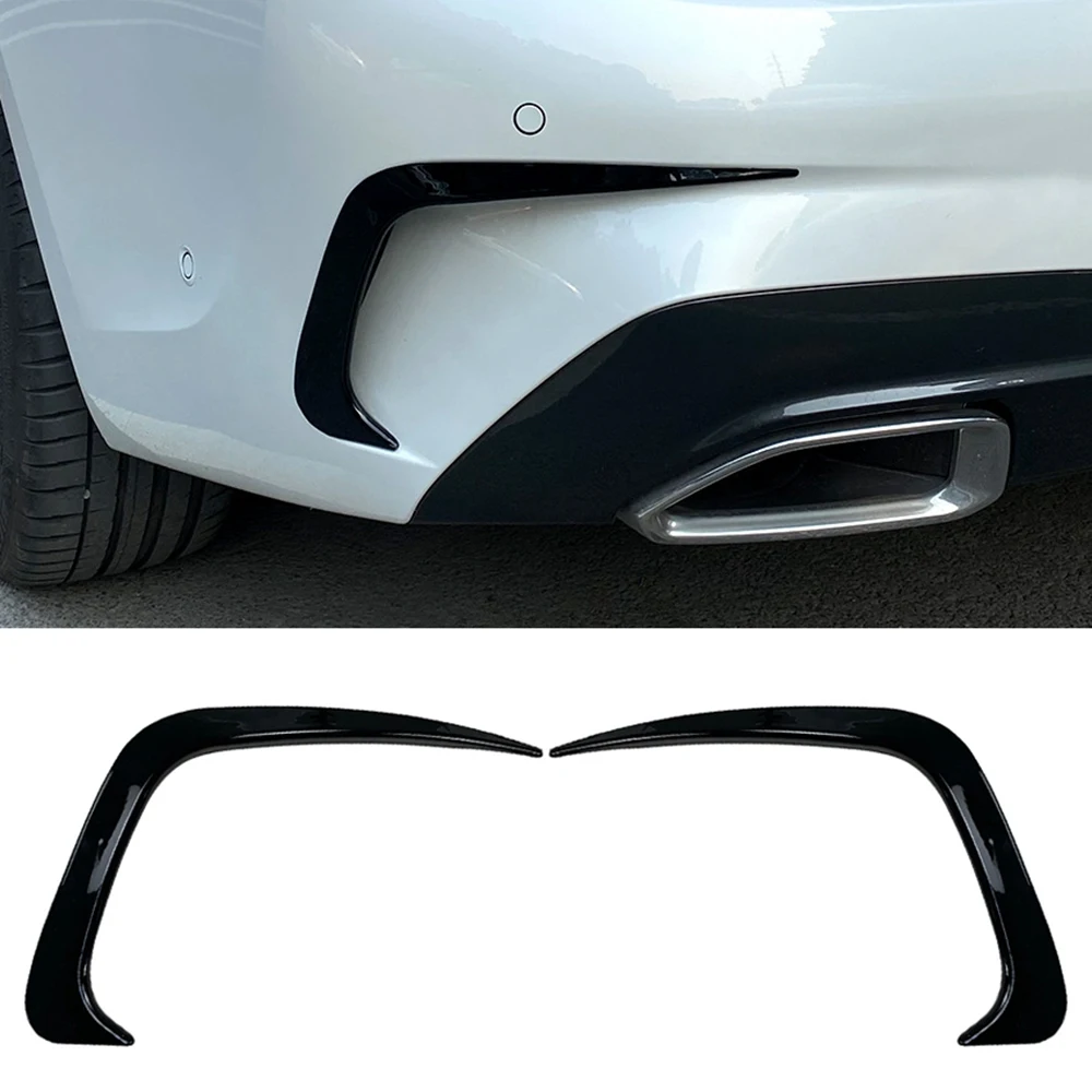 Car Rear Bumper Side Canard Cover Trim Splitter Wing Spoiler for -BMW G20 G28 2019 2020 2021 Bright Black