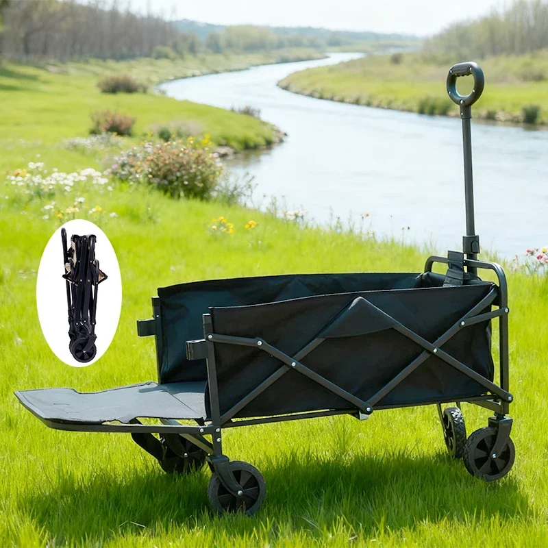 2026 Outdoor Picnic Beach Foldable Camping Wagon Trolley Garden Trail Foldable Collapsible Folding Utility Camping Cart Wagon