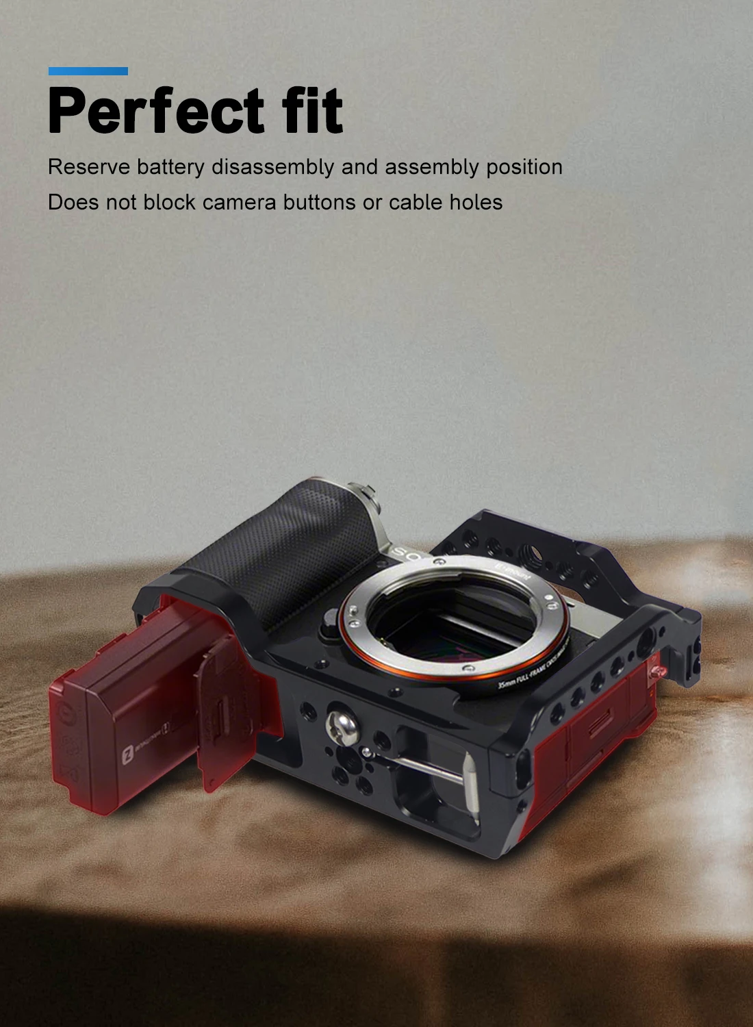BGNing A7C2 A7CII A7CR Schnellwechselplatte L-Halterung Holzgriff Vollständige Abdeckung Kamerakäfig für Sony A7C SLR Handgriffhalter – Detail 16