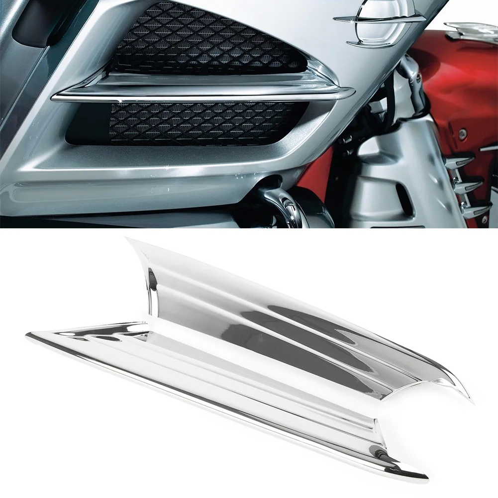 2Pcs Motorcycle Side Vent Fairing Fins Scoop Accents Trim Chrome ABS For Honda Gold Wing GL1800 2012 2013 2014 2015 2016 2017