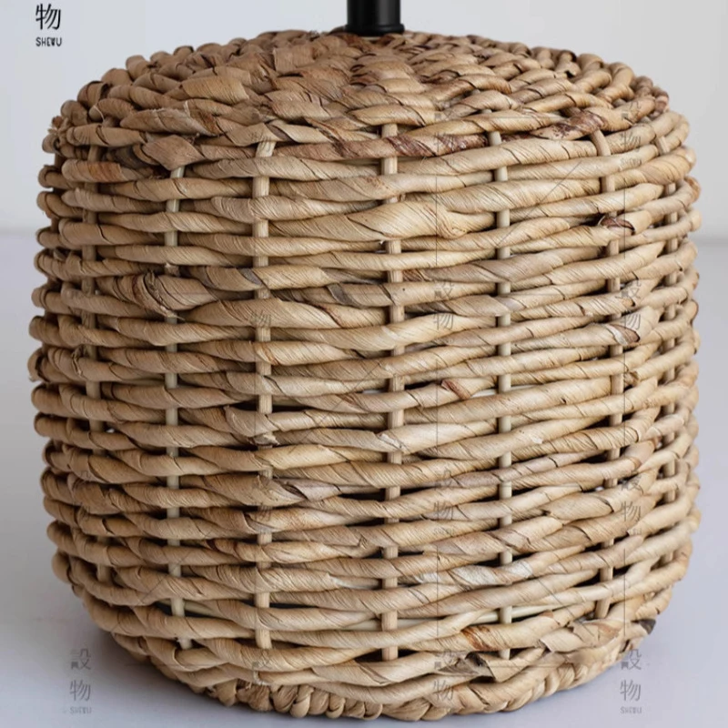 Handmade Woven E27 Table Lamp Rattan Ornament Vintage Led Table Lamps for Living Room Bedroom Hotel Bedside Lights - view 2