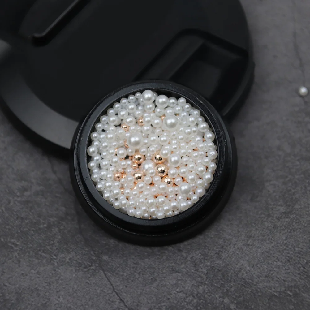 

4pcs Nail Art Beads Set Pearl Decorations For Diy Manicure Women Girls Rose Gold Golden Silver Black Rhinestones Craft