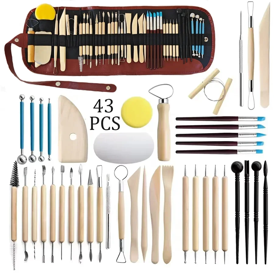 Keramik-Ton-Bildhauerwerkzeuge-Set, 24 Stück/Set, Keramik-Wachs-Ton-Schnitzwerkzeuge für Kunsthandwerk, Töpferei, Bildhauerei, Modellierungswerkzeug-Set