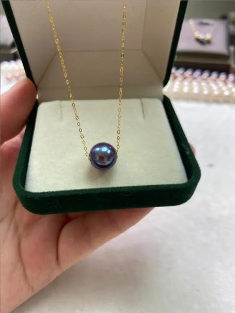 

Jewelry Natural 11-12mm Sea Genuine Purple Round Pearl Necklace for Women Pendnats