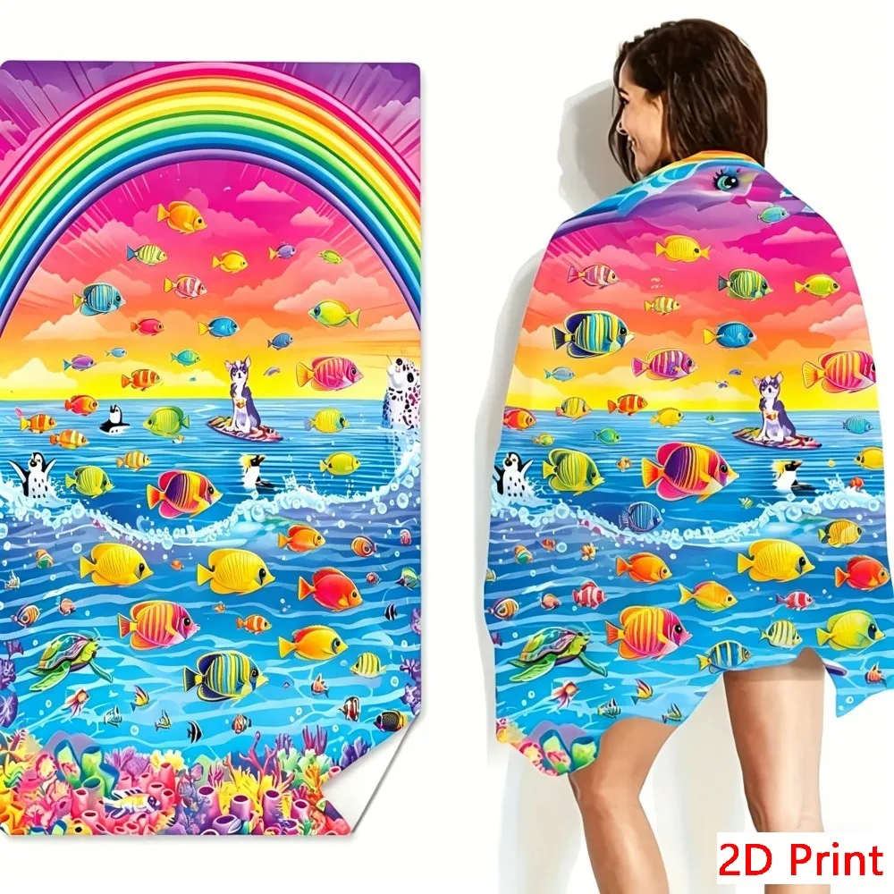 Extra Large Microfiber Beach Towel Giant Dolphin Rainbow Bath Sheet Big Size Quick Dry Pool Towels Oversized Soft Travel Blanket