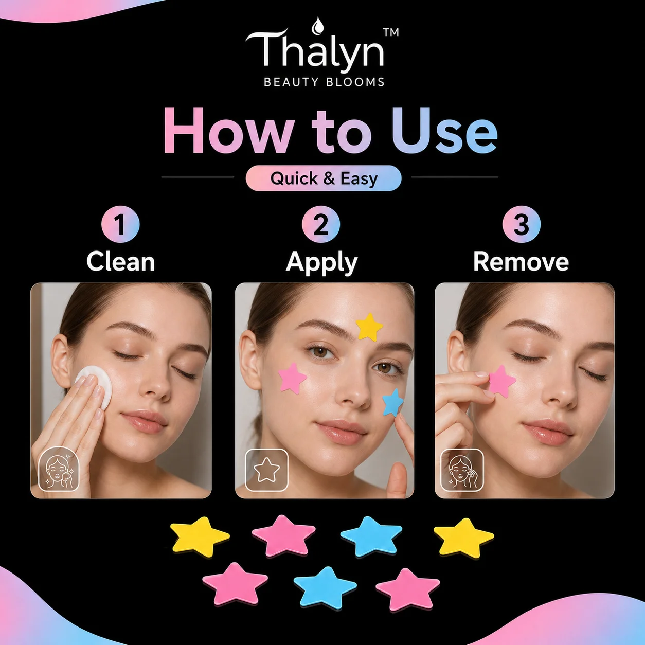 360PCS Colorful Star Pimple Patches Yellow Blue Pink Acne Patch Invisible Makeup Skin Cover Sticker Cute Beauty Patch - view 6