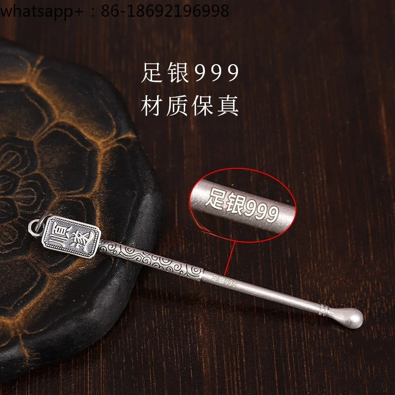 999 Sterling Silver Ear Spoons, Portable Silver Ear Spoons, Rounded Engraving Without Hurting The Ears