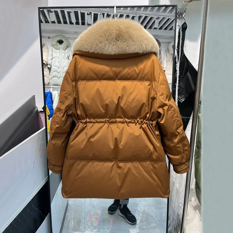 Fashion Solid Color Long Sleeve Hooded Collar Women's Down Jacket 2023 Winter Korean Style Slimming Casual Loose Down Jacket