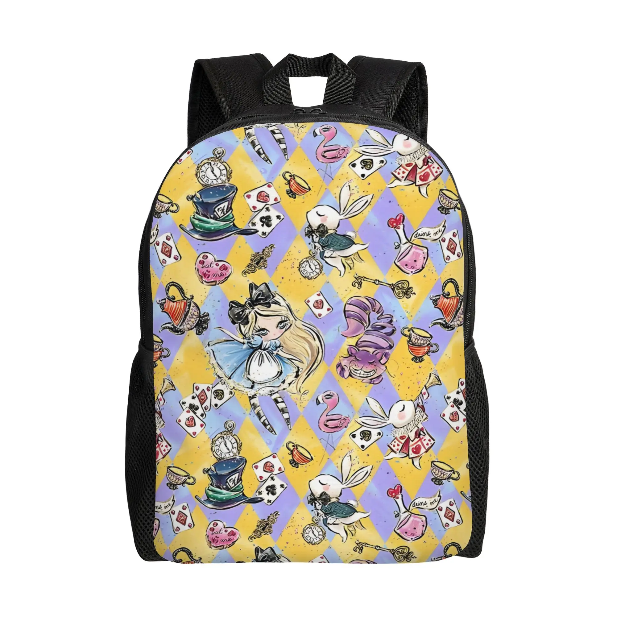 

1Piece Disney Alice In Wonderland Pattern Schoolbag Zipper Closure Alice in Wonderland Backpack New Term Starts