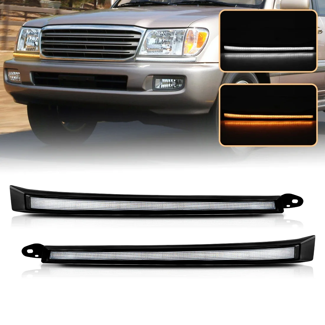 

2pcs Eyebrow Light For Toyota Land Cruiser 4500 4700 100 LC100 FZJ100 UZJ100 1998-2007 Daytime Running Light Turn Signal Lamp