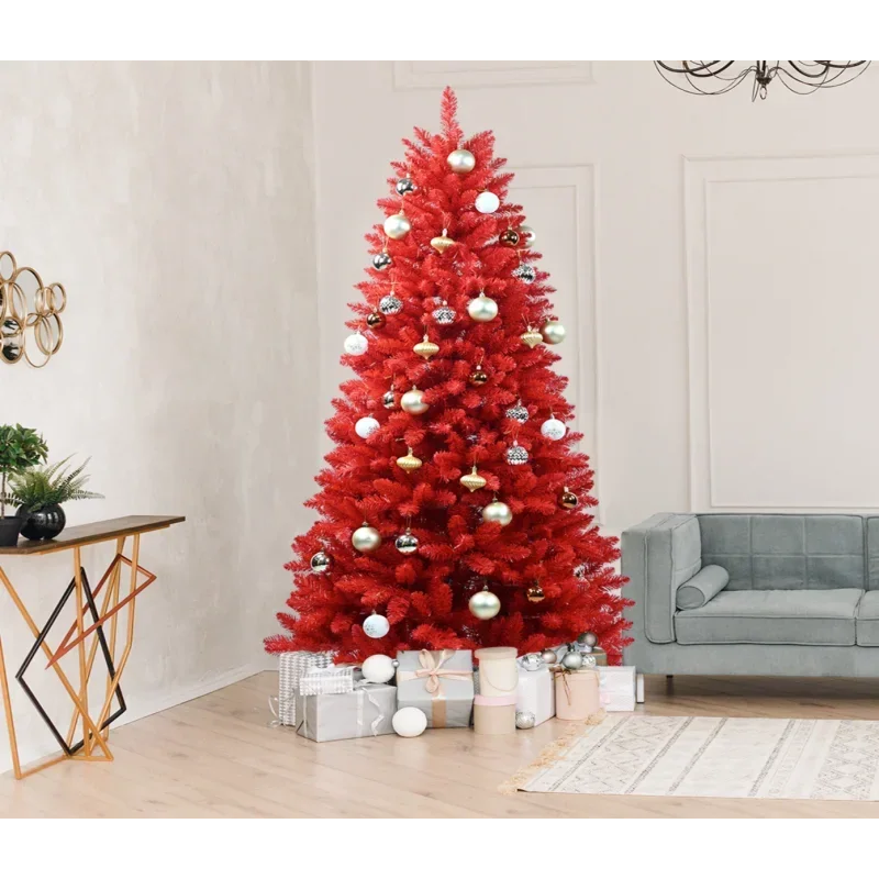 

6FT PVC Automatic Tree Environmentally Friendly Fireproof Artificial Christmas Red Tree Creative Decorative Tree