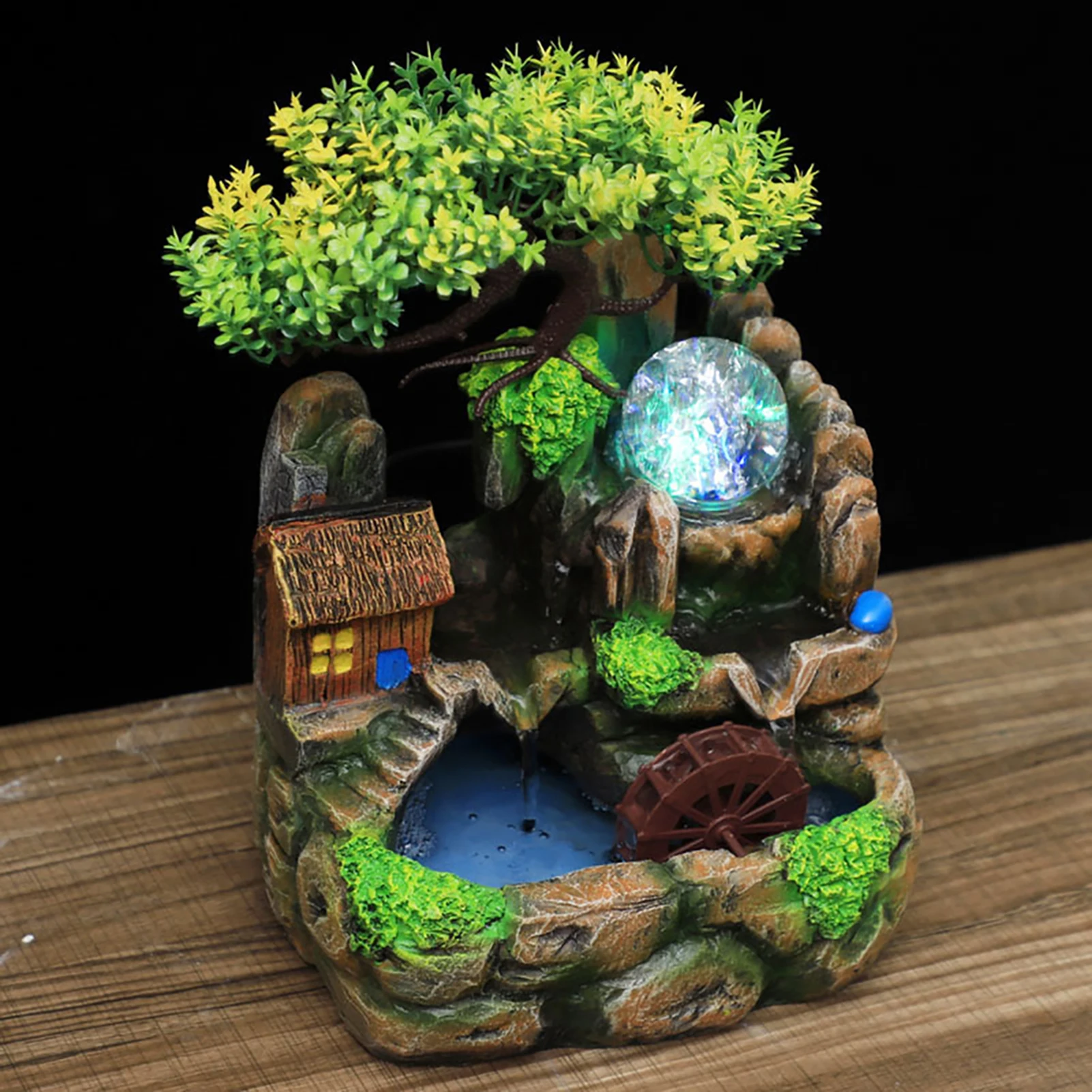 Desktop Brunnen Simulation Harz Desktop Brunnen Steingarten Dekor Zerstäubung Hause Ornament