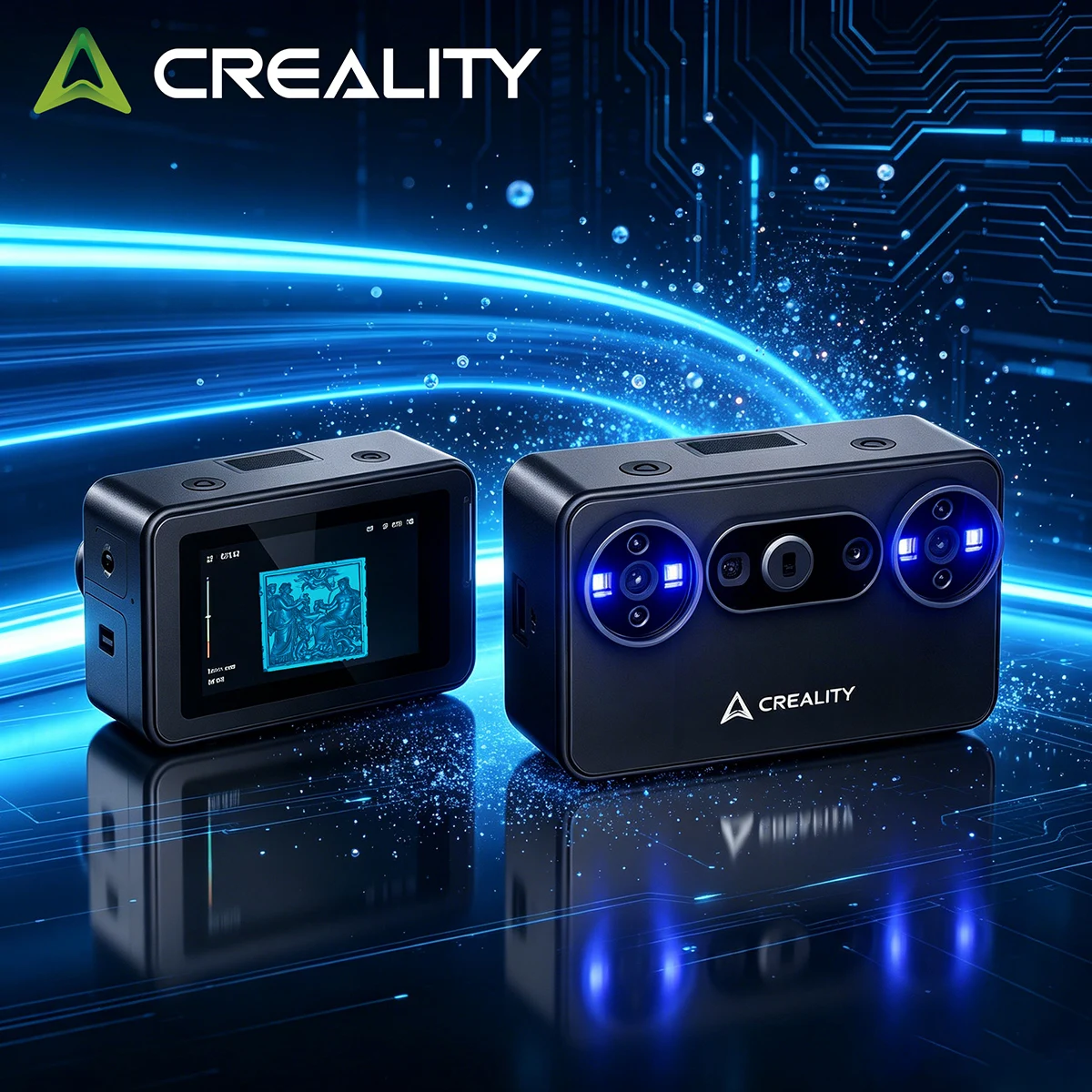 Creality Pika 3D Scanner Portable Scanner 7 Blue Laser Lines/NIR Light 110FPS High Speed 0.03mm Precision Scan With AI Function