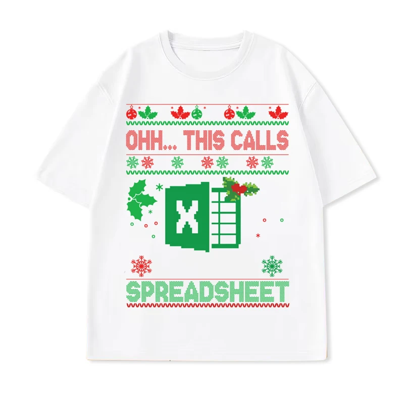 أوه هذه المكالمات لفرقة الموزعة عيد الميلاد سترة Excel تي شيرت Y2k مضحك الموزعة Excel عاشق مكتب الفكاهة عيد الميلاد قائلا المحملة