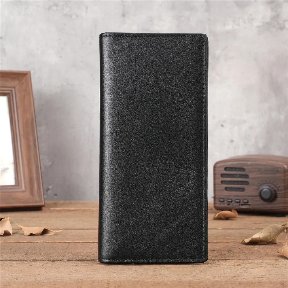 

Classic Genuine Leather Men Wallets Fashion Coin Pocket Card Holder Men Purse Simple Quality Male Wallets Fold Long Card Holder