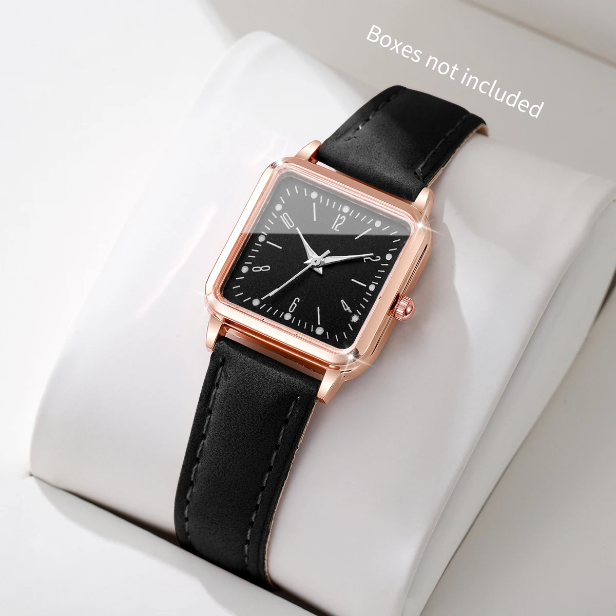Rose gold square pink leather women's simple digital scale small square watch, not including gift box
