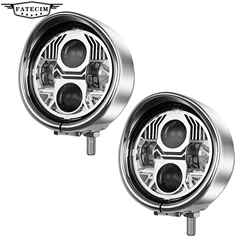 4.5'' LED Custom Brim Trim Cover Fog Lamps Light Chrome Motorcycle Fog Lights For Harley Chopper Cafe Racer Cruiser Honda Suzuki